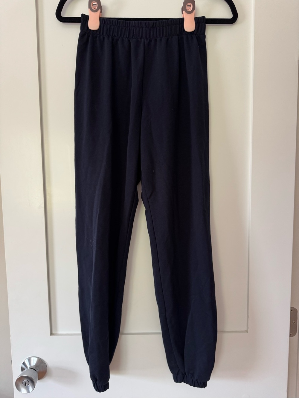 Nasty Gal’s Cotton Navy Blue Elastic-Waist Jogger Pants